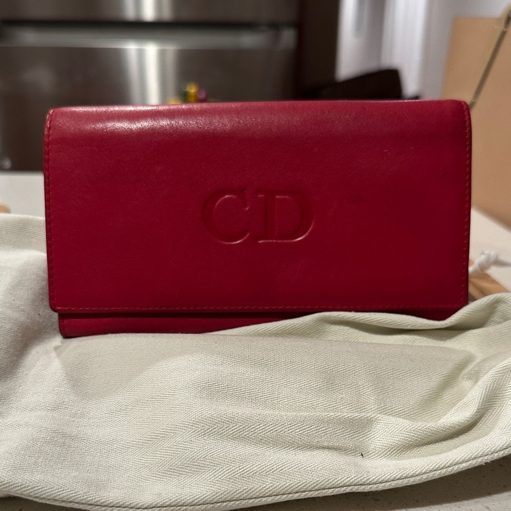 Dior Red Leather Women's Wallet